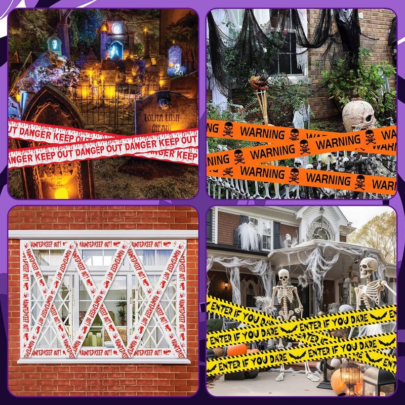 BeadRiver 4 Pack Halloween Caution Tape Decorations 3 Inch x 82 Feet Scary Warning for Indoor Outdoor Decor Crime Scene Party Decorations Haunted House Danger Zones - Image 5